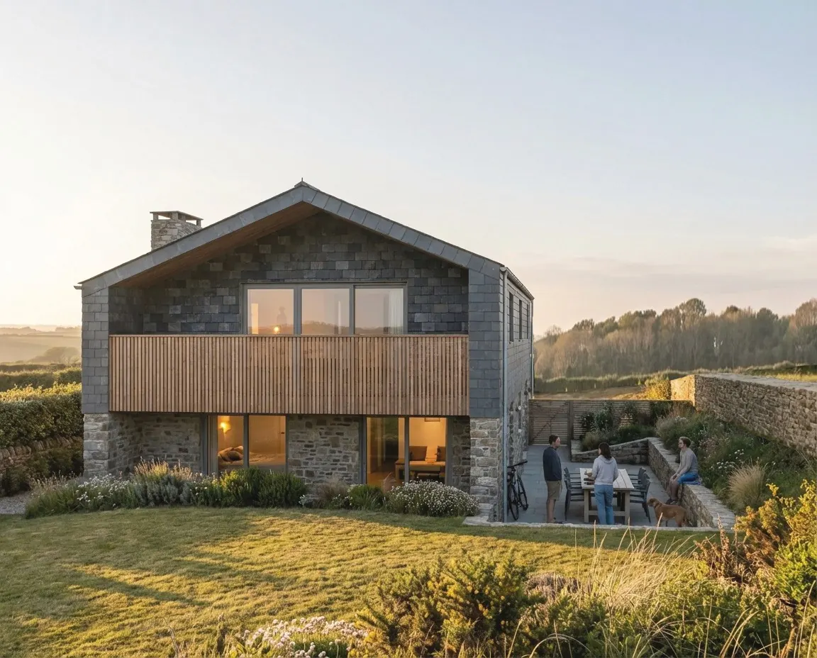 Stone and timber house in the English countryside